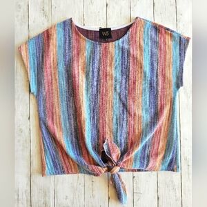 Anthropologie W5 Multi-colored Textured Tie Front Top Women's Size Medium